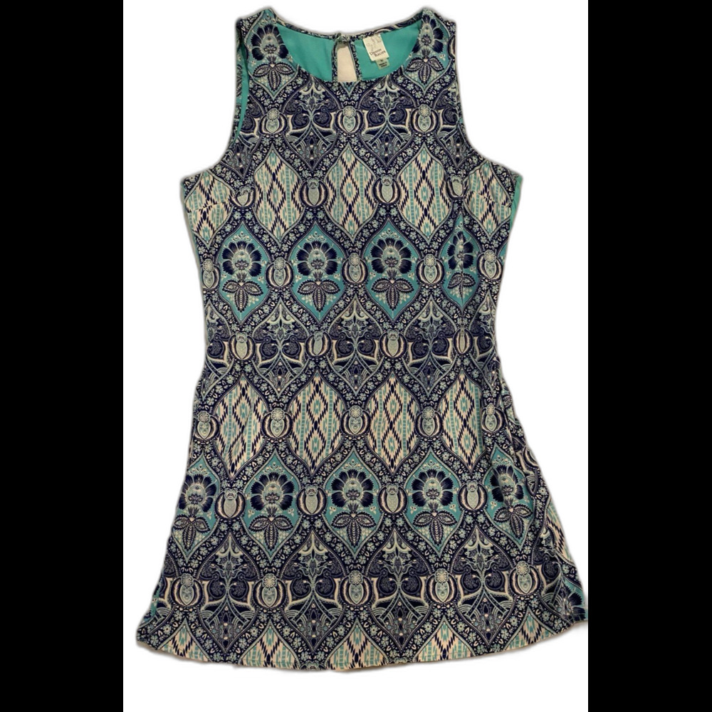 Design‎ Recipe Jumper Romper Women’s Size Medium  Green Blue Sleeveless w/zipper